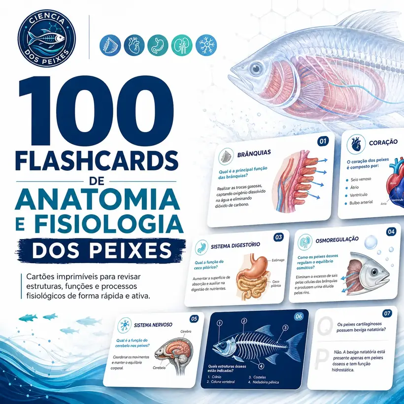100 Flashcards de Anatomia e Fisiologia dos Peixes