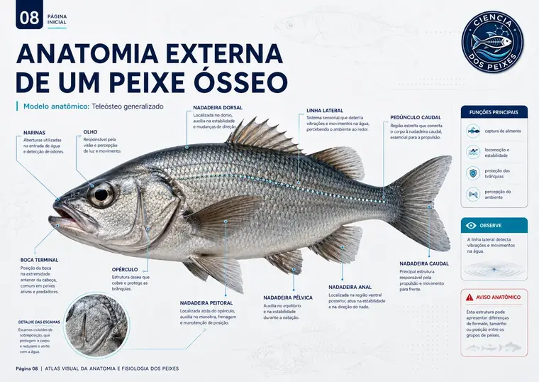 Prancha visual do Atlas de Anatomia e Fisiologia dos Peixes